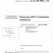 Avis Technique de CSTB Certificado Panel SPT